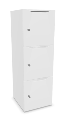 CASIERS - 3 cases - Meuble à cases H.137xL.45xP.50cm - 3 cases H43cm. portes avec découpe en partie haute. serrure à clé