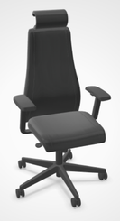 DIRECTION - Fauteuils - SO PRETTY - Fauteuil manager + têtière + accotoirs. Mécanisme synchrone décalé avec translation d'assise. Tissus Cuir Pleine Fleur Noir SQA SQA