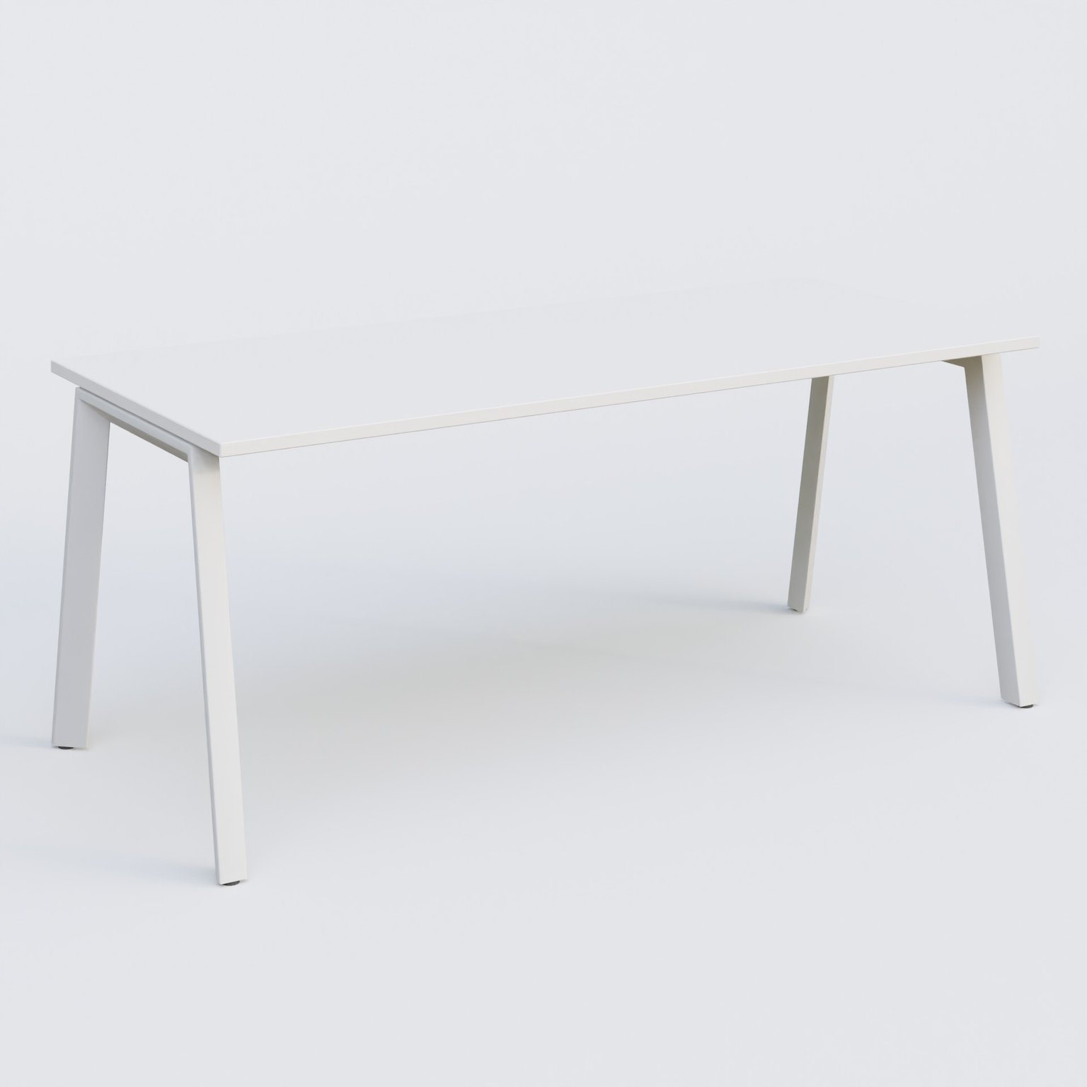 K8 plan droit 180*80 sur pieds fixe. Plateau Blanc et pietement Blanc