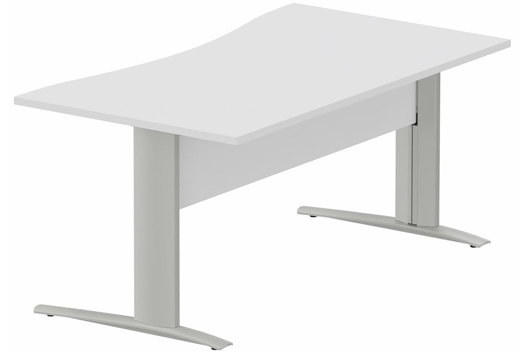 Plan vague symétrique, VDF Bois, 160x90x80cm blanc/aluminium - sur délai
