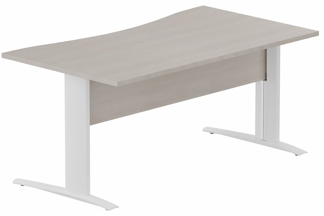 Plan vague symétrique, VDF Bois, 160x90x80cm, plateau acacia, structure blanc