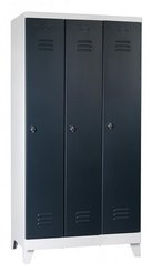VESTIAIRES MONOBLOC STANDARD - Industrie propre - Vestiaire monobloc STANDARD industrie salissante 3 portes L.120xH.170x50cm corps gris clair, portes anthracite