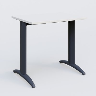 Gamme K2 - Plans droits - K2 Plateau droit 80x60 pieds fixe. Plateau Blanc et pietement Anthracite.