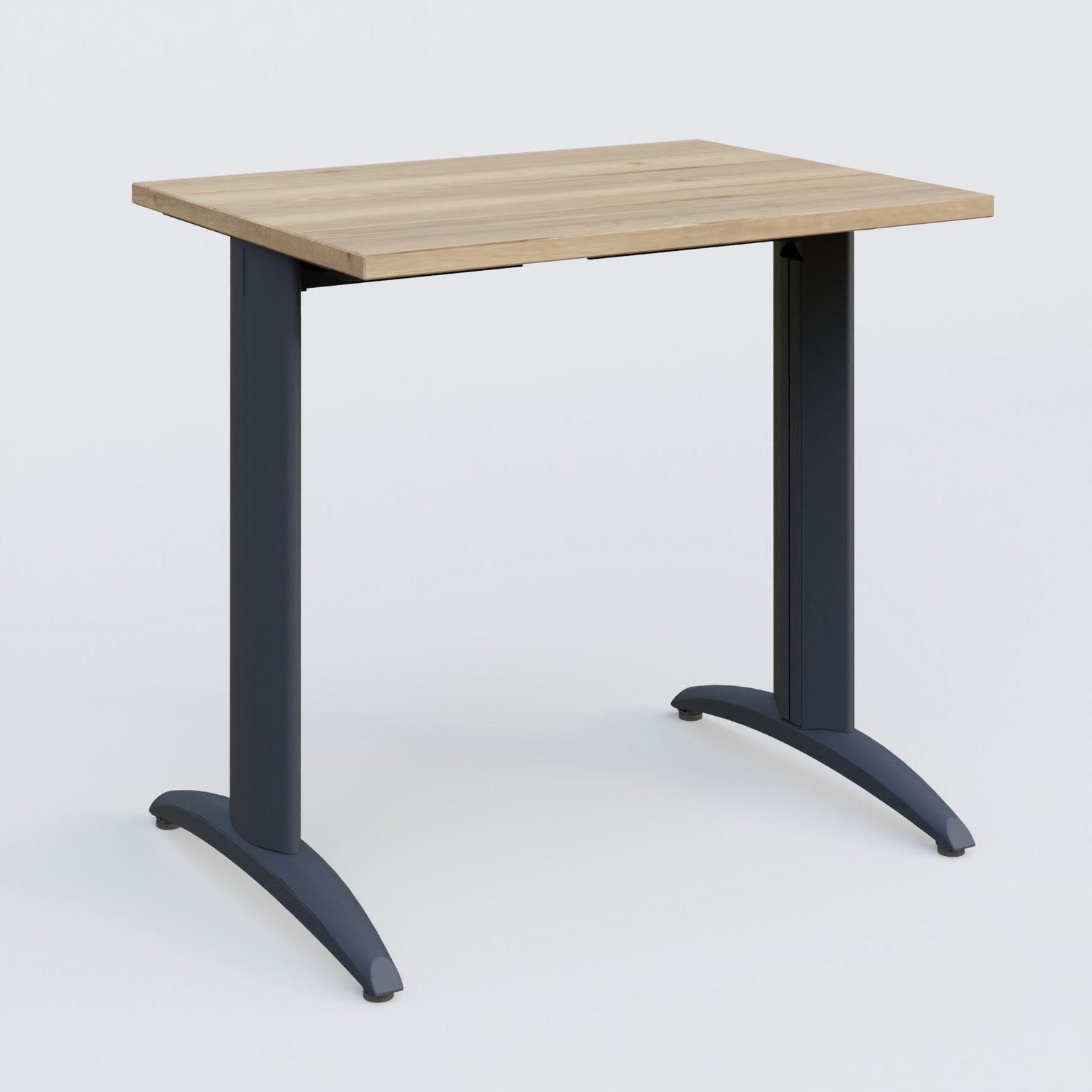 K2 Plateau droit 80x60 pieds fixe. Plateau Chêne naturel et pietement Anthracite.