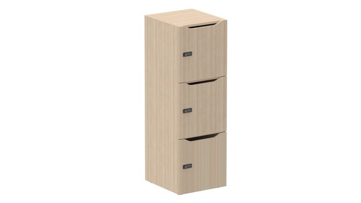 CASIERS - 3 cases - Meuble à cases H.137xL.45xP.50cm - 3 cases H43cm. portes avec découpe en partie haute. serrure à code