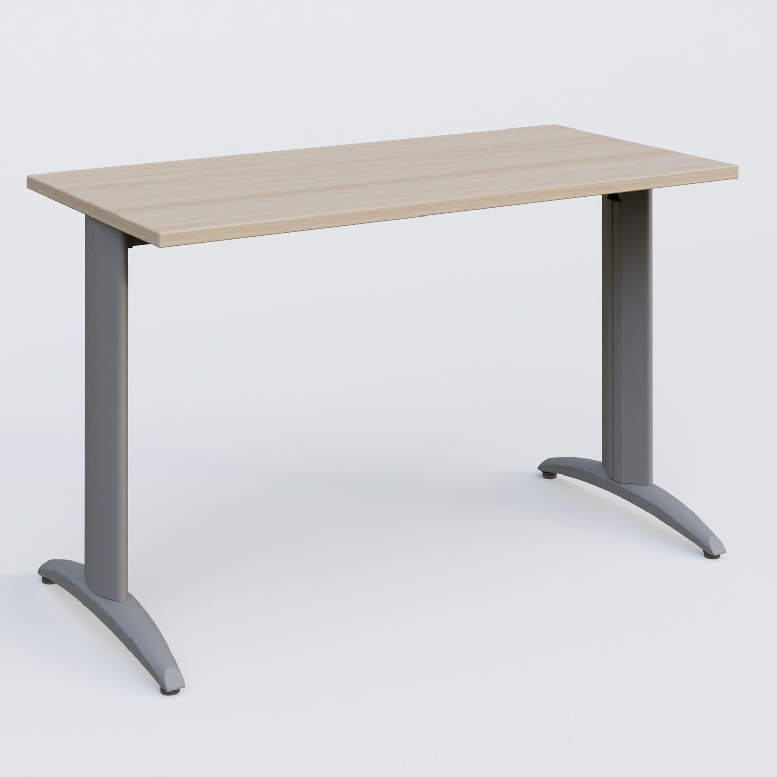 K2 Plateau droit 120x60 pieds fixe. Plateau Acacia et pietement Aluminium.