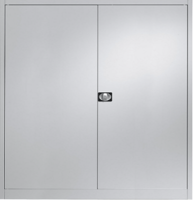 ARMOIRES PORTES BATTANTES - Métalliques - Armoire monobloc métal portes battantes, 2 tablettes L.120xH.100xP42cm gris clair