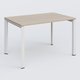 K7 plan droit 120*80 sur pieds fixe. Plateau Acacia et pietement Blanc