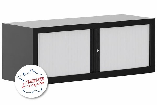 [Pas de famille] - [Pas de sous famille] - Armoire rehausse H44xL120cm coffre noir grainé/rideaux blanc
