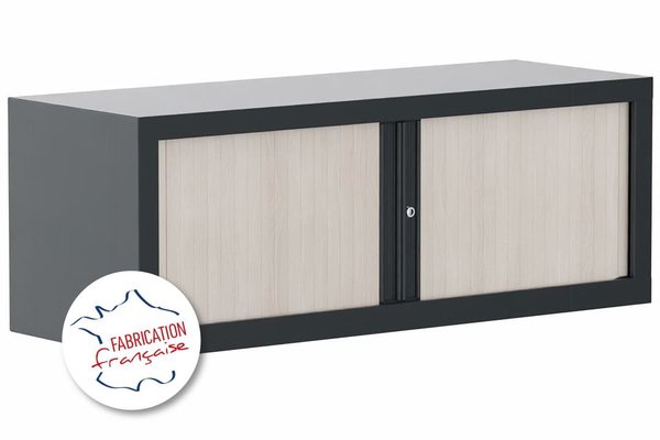 [Pas de famille] - [Pas de sous famille] - Armoire rehausse H44xL120cm coffre anthracite/rideaux acacia