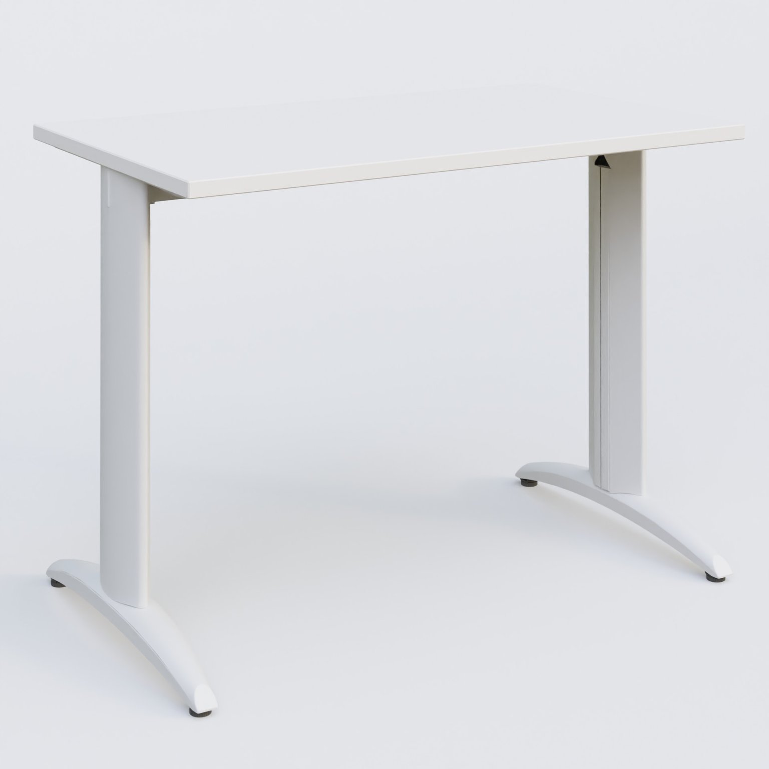 K2 Plateau droit 100x60 pieds fixe. Plateau Blanc et pietement Blanc.