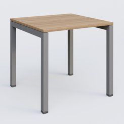 Gamme K3 - Plans droits - K3 Plateau droit 80x80 pieds fixe. Plateau Noyer et pietement Aluminium.
