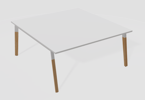 [Pas de famille] - [Pas de sous famille] - Table de Réunion K8Wood Elément départ 1 plateau 160x165 -Finitions = Plateaux: Blanc / Piétements: Blanc / Wood (BW)