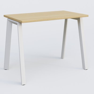 Gamme K8 - Plans droits - K8 plan droit 100*60 sur pieds fixe. Plateau Chêne clair et pietement Blanc