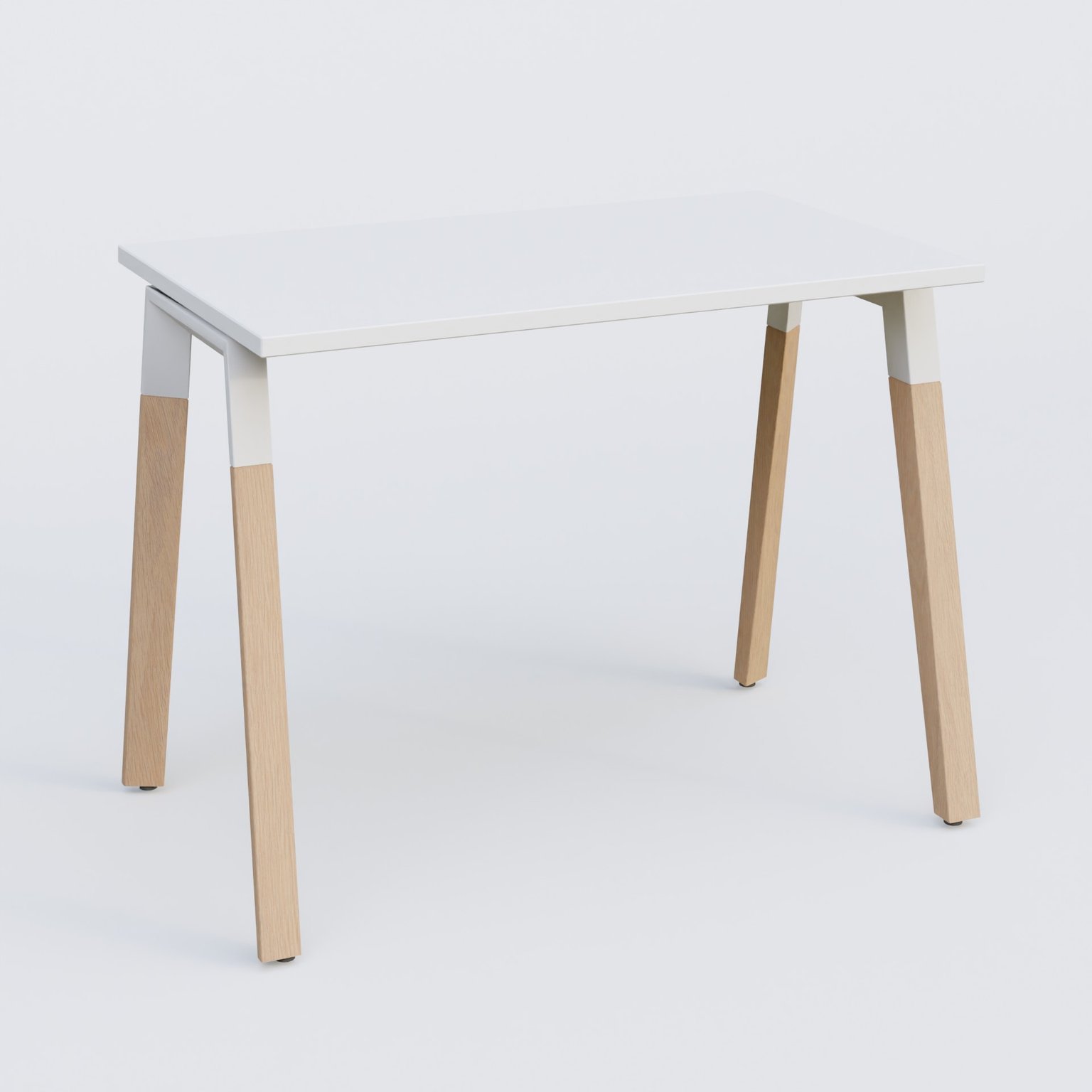 K8Wood Plan droit 100x60 -Finitions = Plateau : Blanc (BL) /Piétements : Blanc / Hetre (BW)