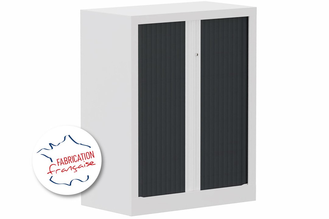 Armoire à rideaux H100xL80cm 2 tablettes