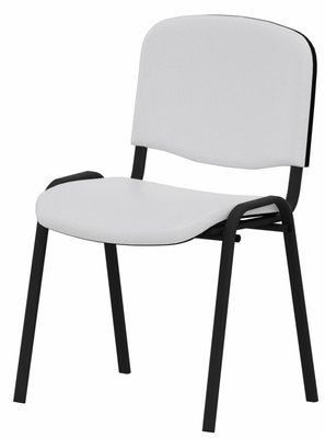 VISITEURS ET FONCTIONNELS - 4 Pieds - Joker Eco - Chaise piétement 4 pieds laqué noir (Noir).Assise et dossier tissu Vinyle V1 Blanc (VNL)