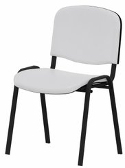 VISITEURS ET FONCTIONNELS - 4 Pieds - Joker Eco - Chaise piétement 4 pieds laqué noir (Noir).Assise et dossier tissu Vinyle V1 Blanc (VNL)
