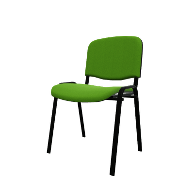 VISITEURS ET FONCTIONNELS - 4 Pieds - Joker Eco - Chaise piétement 4 pieds laqué noir (Noir).Assise et dossier tissu Lucia Vert gazon YBE (YBE)