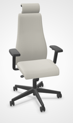 DIRECTION - Fauteuils - SO PRETTY - Fauteuil manager + têtière + accotoirs. Mécanisme synchrone décalé avec translation d'assise. Tissus Cuir Pleine Fleur Gris clair SQM SQM