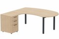 K3 compact 90° manager 190x141x104x60cm sur caisson HB mélamine 3 tiroirs, plateau hêtre, structure anthracite