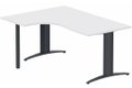 Plan Compact 90° asymétrique 160x120x80/60cm retour à gauche sur pied de soutien blanc/anthracite - sur délai