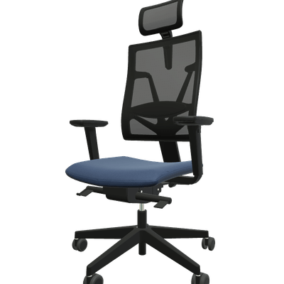 DIRECTION - Fauteuils - E-T BLACK MESH fauteuil manager + têtière avec accotoirs mécanique synchrone décalé avec translation d'assise