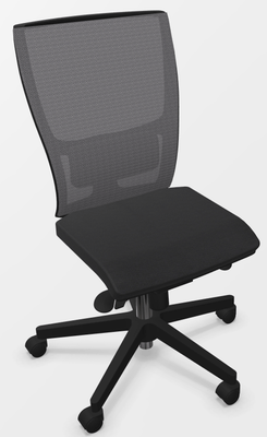 OPERATIVE - Dossier résille - DANDY MANAGER MESH siège mécanique synchrone décalé avec translation d'assise, soutien lombaire réglable, tissu LUCIA coloris anthracite, dos résille noire sur cadre noir, embase noire