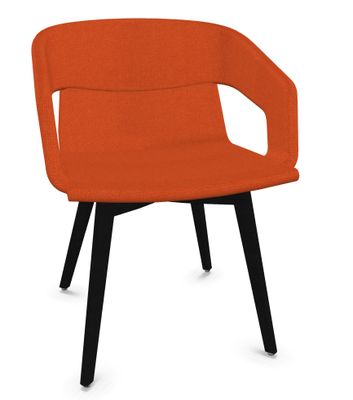 FAUTEUILS/POUFS - 4 pieds bois - MELODY fauteuil 4 pieds bois. face intérieure tissu STEP coloris orange face extérieure tissu STEP coloris orange piétement noir