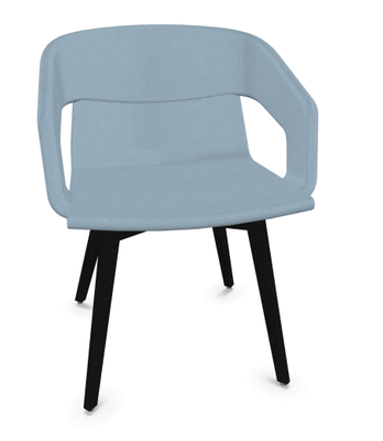 FAUTEUILS/POUFS - 4 pieds bois - MELODY fauteuil 4 pieds bois. face intérieure tissu STEP coloris bleu face extérieure tissu STEP coloris bleu piétement noir