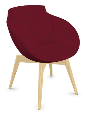 FAUTEUILS/POUFS - 4 pieds bois - Coco - Fauteuil 4 pieds bois naturel (W1). Tissu Int Step Rouge (L18) - Tissu Ext Step Rouge (L18)