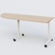 Module d'angle 90° pour table abattante gamme Design 200-80 cm à gauche. Plateau Hêtre et pietement Blanc.