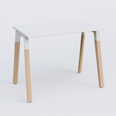 Gamme K8 Wood - Plans droits - K8Wood Plan droit 80x60 -Finitions = Plateau : Blanc (BL) /Piétements : Blanc / Hetre (BW)