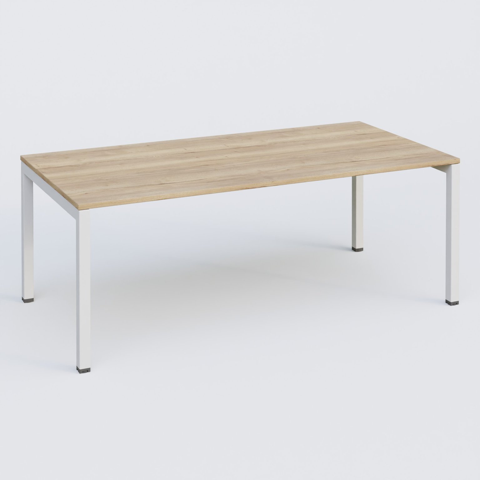 K3 Plateau droit 200x100 . Plateau Chêne naturel et pietement Blanc