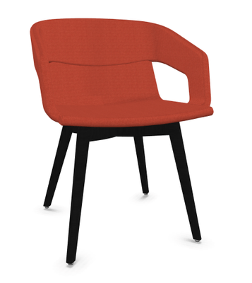 FAUTEUILS/POUFS - 4 pieds bois - MELODY fauteuil 4 pieds bois. face intérieure tissu SYNERGY coloris rouge face extérieure tissu SYNERGY coloris rouge piétement noir