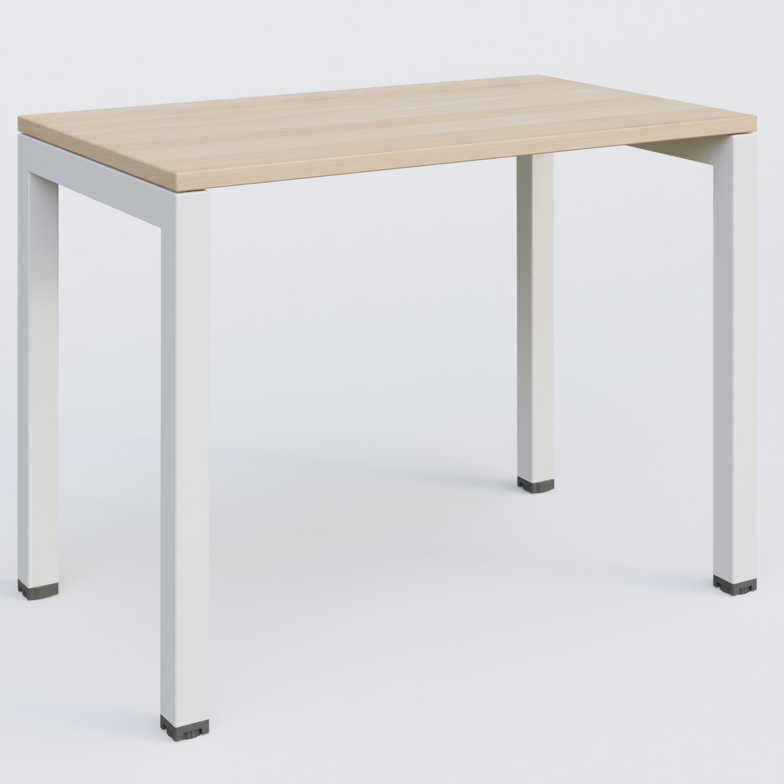 K3 Plateau droit 100x60 pieds fixe. Plateau Hêtre et pietement Blanc.