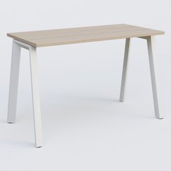 Gamme K8 - Plans droits - K8 plan droit 120*60 sur pieds fixe. Plateau Acacia et pietement Blanc