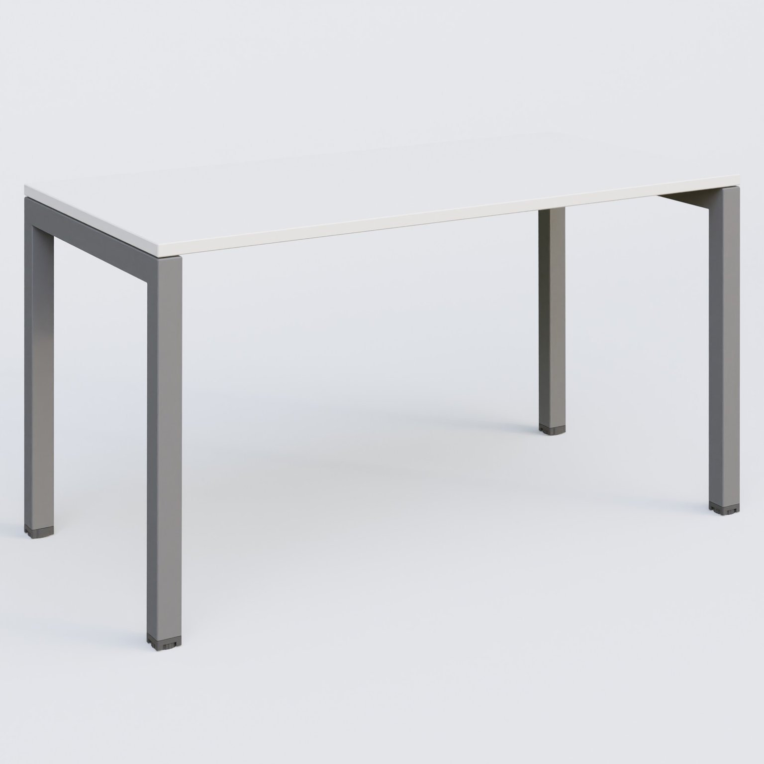 K3 Plateau droit 140x70 pieds fixe. Plateau Blanc et pietement Aluminium.