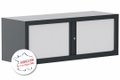 Armoire rehausse H44xL120cm coffre anthracite/rideaux blanc