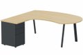 K8 Plan compact 90° asymétrique Manager 190x183x104x60cm avec caisson HB métal 3 tiroirs - retour à gauche