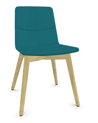 VISITEURS ET FONCTIONNELS - 4 Pieds - MELODY chaise 4 pieds bois. face intérieure tissu STEP turquoise face extérieure tissu step mélange coloris turquoise piétement frêne brun