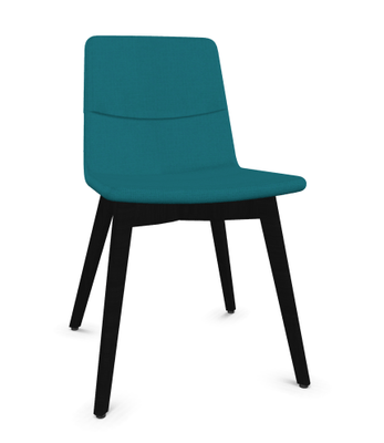 VISITEURS ET FONCTIONNELS - 4 Pieds - MELODY chaise 4 pieds bois. face intérieure tissu STEP turquoise face extérieure tissu step mélange coloris turquoise piétement noir