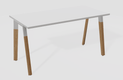 K8 WOOD Plan Droit 140*70 cm . Plateau épaisseur 25mm blanc, pieds blanc / bois