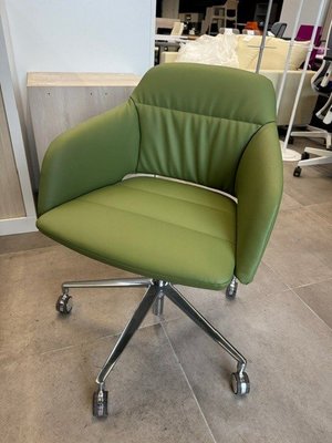 DESTOCKAGE - Sièges & Fauteuils - Siège en cuir pleine fleur couleur taupe piétement chromé