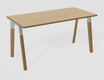 K8 WOOD Plan Droit 160*70 cm , Plateau épaisseur 25mm,plateau chêne piètement blanc et bois