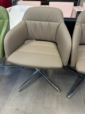 DESTOCKAGE - Sièges & Fauteuils - Siège en cuir pleine fleur couleur vert piétement chromé