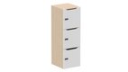Meuble à cases H.137xL.45xP.50cm - 3 cases H43cm. portes avec découpe en partie haute. serrure à code