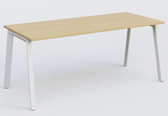 [Pas de famille] - [Pas de sous famille] - Bureau K8 dimensions 200*80 cm. Plateau Chêne clair et piètement bois et blanc