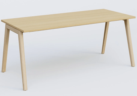 [Pas de famille] - [Pas de sous famille] - Bureau K9 piètement incliné en bois et plateau 200*80 cm. Plateau Chêne clair et piètement bois massif de hêtre.