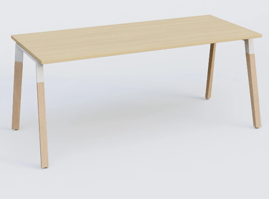 [Pas de famille] - [Pas de sous famille] - Bureau K8 Wood dimensions 200*80 cm. Plateau Chêne clair et piètement bois et blanc